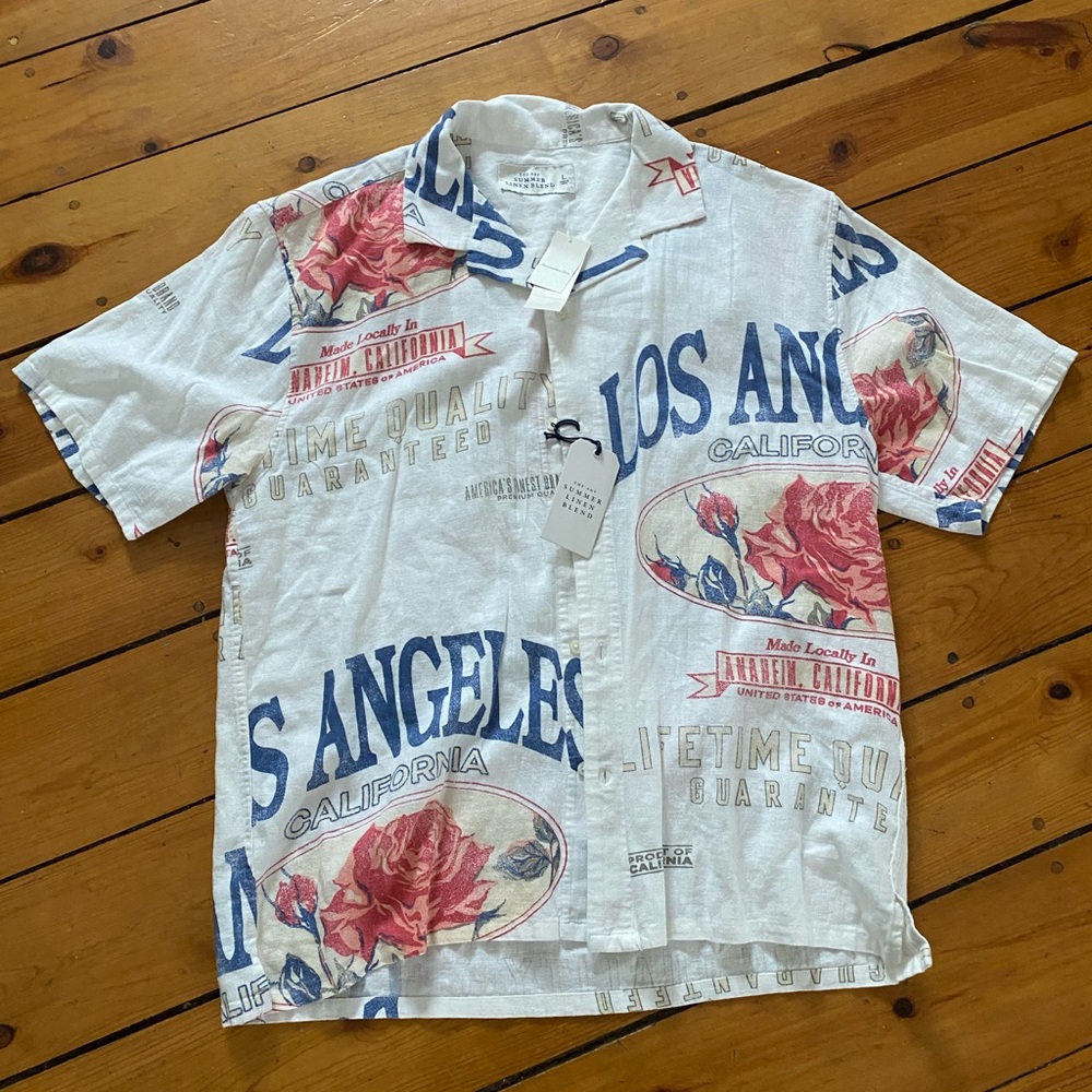 Abercrombie & Fitch NWT Mens summer linen button down size Large